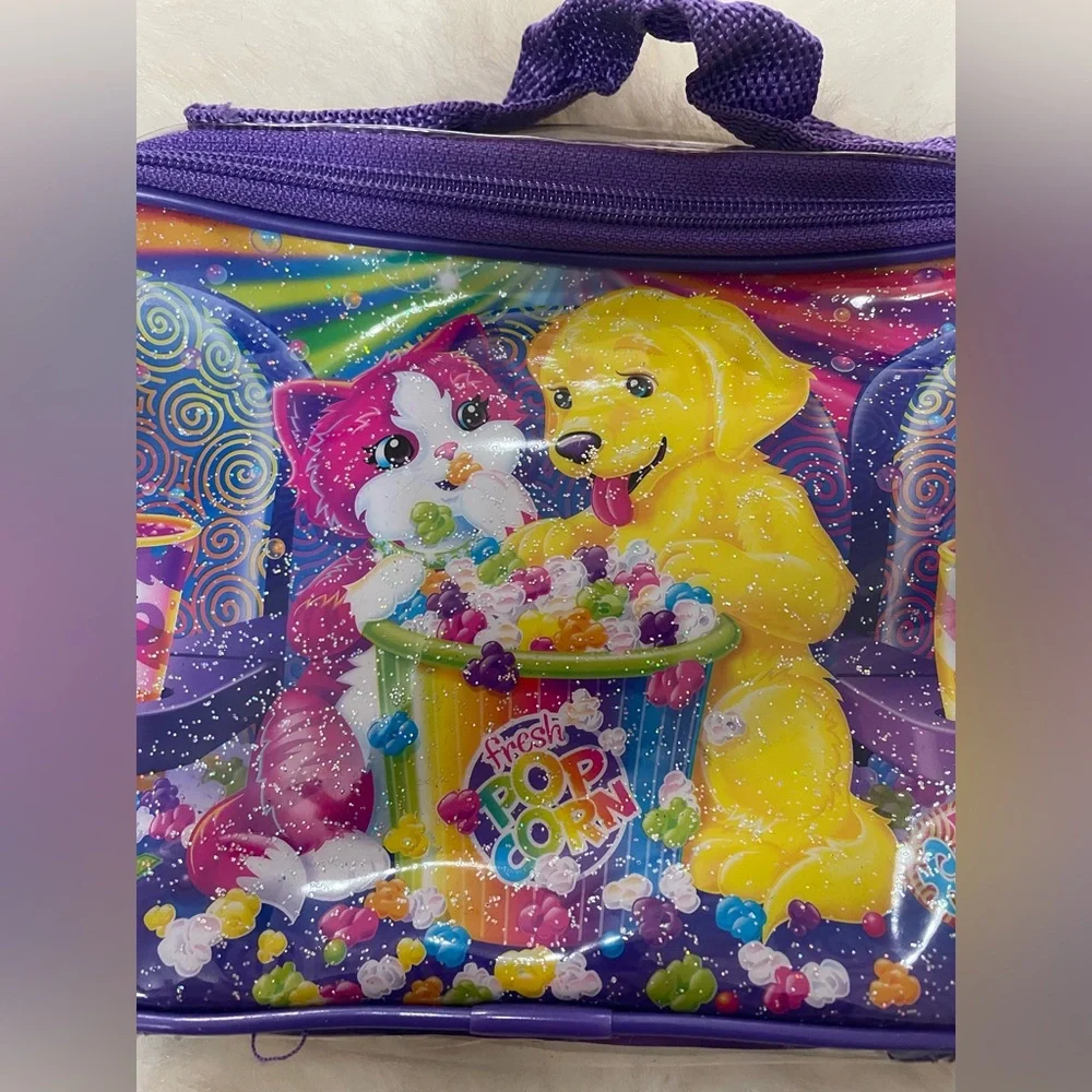 Vintage Lisa Frank Pencil Pouch Lunch Case Fresh Popcorn Dog Cat Kitten Puppy